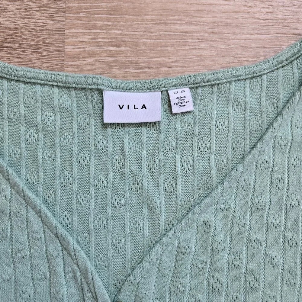 Vila Visima Button-Up Knit Cardigan Light Green Size XS Amsterdam, Europe. NWOT